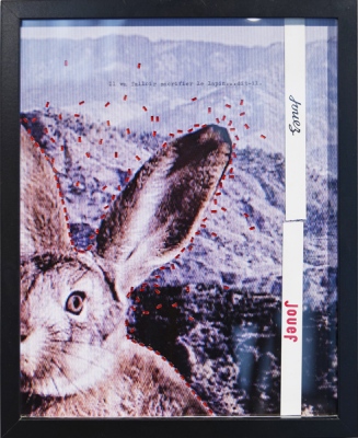 &quot;Le sacrifice du lapin&quot; Collages divers sur tirage num&amp;eacute;rique d'une photographie.Pi&amp;egrave;ce unique 24x30cm.&amp;nbsp;2018
